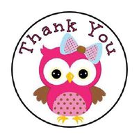 HotSaleStore Sticker Seals 48 Thank You Owl Pink!! Envelope Seals Labels Stickers 1.2" Round