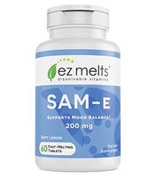 EZ Melts SAM-e for Mood, 200 mg, Sublingual Vitamins, Vegan, Zero Sugar, Soft Lemon Flavor, 60 Fast Dissolve Tablets