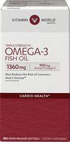 Vitamin World Triple Strength Omega-3 Fish Oil 1360 mg 180 softgels, 950 Active Omega-3, Heart Health, Cardio Support, Rapid-Release, Gluten Free