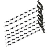 25 Pcs Biodegradable Paper Straws Bulk Disposable Mustache Cocktail Drinking Straws for Birthday Party Supplies Kitchen Accessories