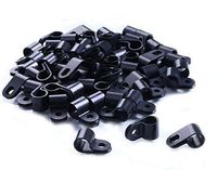 Shapenty Black Nylon Screw Mounting R Type Cable Clamp Fastener Plastic Wires Cord Clip Fixer Holder Organizer for 3/8 Inch /9.5mm Diameter Wire Rope Tube Management, 60Pieces/Box