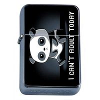 Panda Adult Flip Top Dual Torch Em1 Smoking Cigarette Silver Refillable Dual Flame