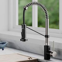 Kraus KPF-1610SFSMB Bolden 18-Inch Commercial Kitchen Faucet with Dual Function Pull-Down Sprayhead in all-Brite Finish, Spot Free Stainless Steel/Matte Black