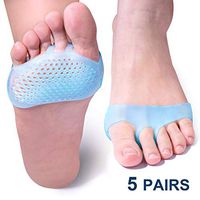 Sumifun Metatarsal Pads, Gel Ball of Foot Cushions, Forefoot Pads for Bunions, Pain Relief for Plantar Fasciitis, Metatarsalgia, Neuroma (5 Pairs, Blue)