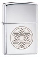 Zippo HP Chrome Star of David Lighter (Silver, 5 1/2x3 1/2-Cm)