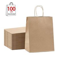 GSSUSA 100PCS 8x4.75x10.5" Brown Kraft Paper Bags, Shopping, Mechandise, Party, Gift Bags