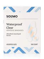 Amazon Brand - Solimo Waterproof Clear Adhesive Bandages, Assorted Sizes, 100 Count