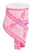 Beach Themed Ribbon/Christmas Tree Garland, Burlap-Look Pink Flamingo, 4" Wide x 10 Yards