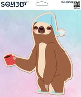 Squiddy Sloth Good Morning Coffee - Vinyl Sticker Decal for Phone, Laptop, Water Bottle (3" Tall)