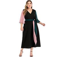 Jocund Women Dress Plus Size Bow Lovely Starry Print Stitching Square Collar Big Swing Dress