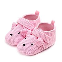 Ugthe Baby Shoes Cute Bear Knitted Baby Girls Boy Anti-Slip Sole Sneakers Prewalker Flat Shoes - Pink 5-9M
