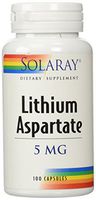 Solaray Lithium Aspartate Supplement, 5 mg, 100 Count