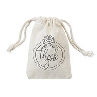 The Cotton & Canvas Co. Thank You Wedding Party Favor Bags, Cookie, Candy and Treat Bag and Drawstring Pouch, 6-Pack