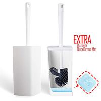 Kimitech Toilet Brush with Holder, Toilet Brush, Silicon TPR Brush, White Brush Holder, Come with Water-Dry Diatomite Mat