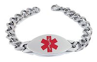 Max Petals - Type 1 Diabetes Medical Alert ID Heavy Stainless Steel Men's Bracelet with 8" Chain