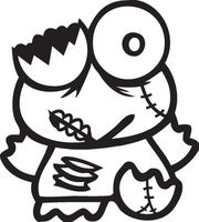 Zombie Keroppi Frog - Vinyl - 4" tall (color: BLACK) decal laptop tablet skateboard car windows stickers