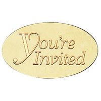 You're Invited Embossed Oval Foil Seals, 30 Count (Gold)