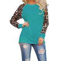 Meikosks Women's Leopard Pullover Fashion T-Shirt Long Sleeve Oversize Top Tunic Blouses Green