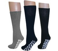 Diabetic Slipper Socks (3 Pairs, 3 Colors) ((1) Pair Black (1) Pair Navy (1) Pair Gray)