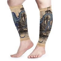 BLongTai Ocean Octopus Nautical Boat Pirate Flag Calf Compression Sleeve Men Womens Running Leg Sleeve for Shin Splint Muscle Pain Relief (1 Pair)