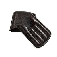 Lucrin - 4 Cigar case - Dark Brown - Crocodile Style Calfskin
