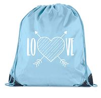 Valentine's Day Bags, Drawstring Cinch Backpacks, Valentines Day Gift Bags - Baby Blue CA2500VAL S3