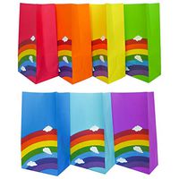 ADIDO EVA Rainbow Paper Bags Lunch Goodie Bags for Party Favors (5.1 x 3.1 x 9.4 in Rainbow Color 50 CT)