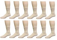 Diabetic Crew Socks - 12 Pair - for men/women (10-13, White)