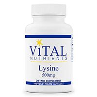Vital Nutrients - Lysine 500 mg - Supports Immune Function and Normal Arginine Levels - Promotes Calcium Absorption - 100 Vegetarian Capsules per Bottle
