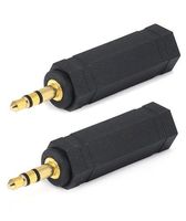 FYL 2x 6.3mm 1/4" Mono Female to 3.5mm 1/8" Stereo Male Headphone Audio Adapter Gold
