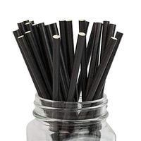IPALMAY 100 Pieces Solid Black Biodegradable Drinking 7.75 Inches Paper Straws