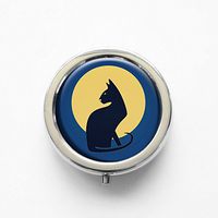 RhyNSky Animal Cat Mini Portable Pocket Pill Box Case Holder for Purse, 3 Compartments, Silvery, FS3