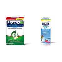 Cough Suppressant and Expectorant, Mucinex DM Maximum Strength 12 Hour Tablets, 42ct, 1200 mg and Cough Suppresent, Mucinex Children's Multi-Symptom Cold Liquid, 6.8 Fl Oz