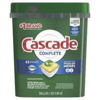 Cascade Complete Actionpacs Dishwasher Detergent, Lemon Scent, 63 Count