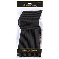 Amscan 4549.10 Premium Plastic disposable-forks, 9 x 4.5, Jet Black