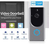 Smart Wireless WiFi Video Doorbell HD Security Camera with PIR Motion Detection Night Vision Two-Way Talk and Real-time Video Suitable etc ... (Grey) (Video Door Bell)