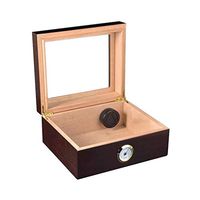 Lxc Smoking Set/with Humidifier and Hygrometer Cigar Humidor Cigarette Case Professional Storage Cigar Glass Cover Sealed Double-Layer Can Accommodate 50 Cigars Men's Gift Box Mute