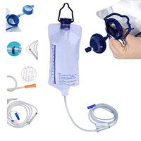 Reusable Enema Bag Kit, 1.2L Silicone Enema Bag for Colon Enema Bag Cleansing Kit Travel Enema Bags with Silicone Hose and 10 Clean Head