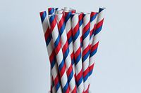 Red and Blue Striped Paper Straws (50)