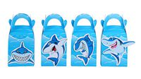 24 Pcs Shark Paper Gift Box Goodie Boxes Treat Bags Favors Birthday Party Decorations Summer Sea Blue 4 Style