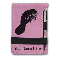 Mini Notepad, Manatee, Personalized Engraving Included (Pink)