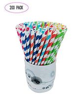 BOTTMA 200-Pack toxin-free, Environment Friendly, Biodegradable Paper Straws - 6 Different Colors Rainbow Stripe Paper Drinking Straws - Bulk Paper Straws for Juices, Shakes, Smoothies, Party Supplies