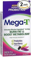 MEGA-T Green Tea Caplets with Probiotics and Acai Berry - 30 ct, Pack of 2