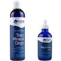 Trace Minerals Research - Concentrace Trace Mineral Drops, 8 fl oz liquid & Trace Minerals Mega-Mag- Ionic Magnesium Drops 4 oz - Liquid - Bundle Pack Exclusive