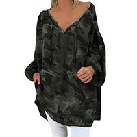 Women Long Sleeve Blouses Autumn Winter 2019 Loose Plus Size Camouflage Long Sleeve V-Neck Pullover Tops Shirt Sweatshirt Blouse Tunics, Viviplus Clothing
