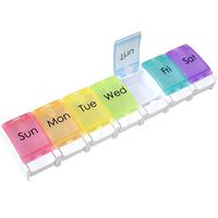 7 Day Pill Organizer, Large Push Button Weekly Pill Cases Organizers for Pills/Vitamin / Fish Oil/Supplements - Rainbow (7 Compartment)