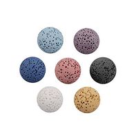 7 Pack Natural Lava Stone Rock Round Energy Ball for Aromatherapy Essential Oil Essential Oil Pendant Necklace Locket Bracelet Earrings Jewelry Making Findings Accessories