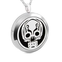 chaomingzhen Essential Oil Necklace Aromatherapy Diffuser Skull Family Memory Photo Locket Pendant for Mother Boys
