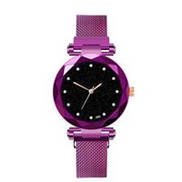 Meidexian888 Watch Starry Sky Women Watches Bracelet Magnetic Stainless Wristwatche for Ladies (Purple)