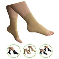 HealthyNees Ankle 15-20 mmHg Compression Leg Foot Swelling Wide Open Toe Sleeve (Beige, L/XL)